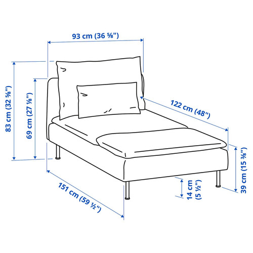 SÖDERHAMN Chaise longue, Fridtuna light beige