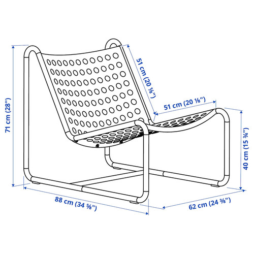 SKOGSÖN Easy chair, light grey outdoor