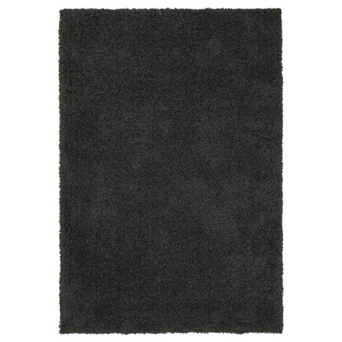 VINDEBÄK Rug, high pile, dark green, 133x195 cm