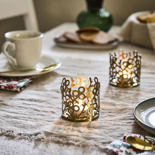 VINTERFINT Tealight holder, gold-colour, 7 cm