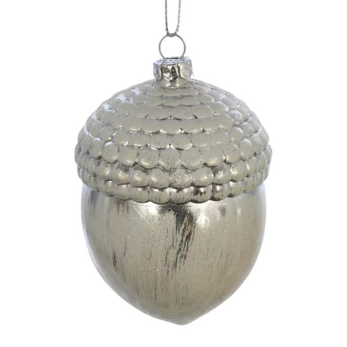 Christmas Hanging Decoration Acorn 9.5cm, plastic, silver