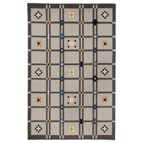 KNYLHAVREN Rug, flatwoven, grey/handmade, 200x300 cm