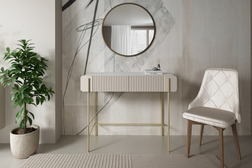 Dressing Table Malmi 100 cm, cashmere, crema bianca, gold