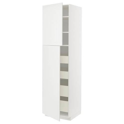 METOD / MAXIMERA Hi cab w 2 doors/4 drawers, white/Stensund white, 60x60x220 cm