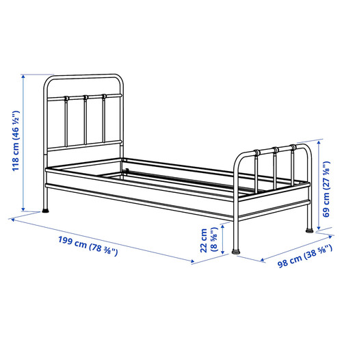 STJÄRNÖ Bed frame, anthracite/Lönset, Standard Single