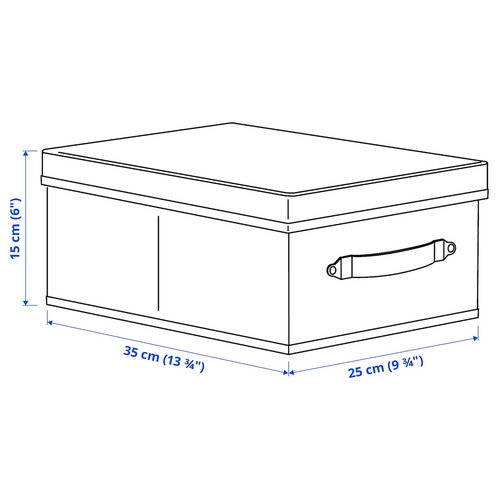 BLÄDDRARE Box with lid, grey, patterned, 25x35x15 cm