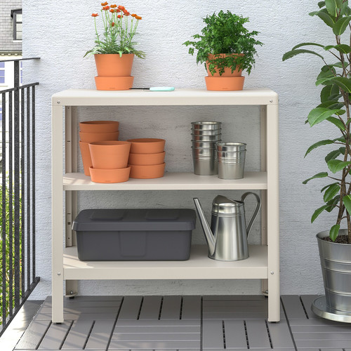 KOLBJÖRN Shelf unit, indoor/outdoor, beige, 80x81 cm