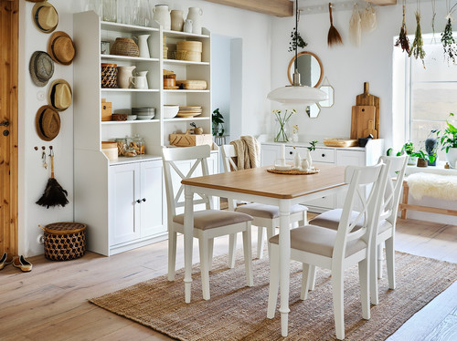 DANDERYD / INGOLF Table and 4 chairs, oak veneer white/Hallarp beige, 130x80 cm