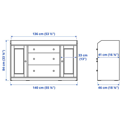 HAUGA Sideboard, white, 140x84 cm