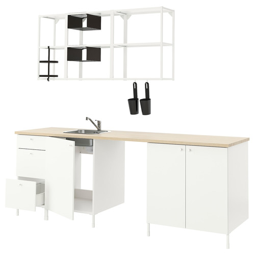 ENHET Kitchen, white, 243x63.5x222 cm