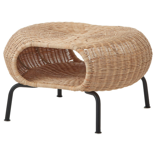 GAMLEHULT Footstool with storage, rattan, anthracite