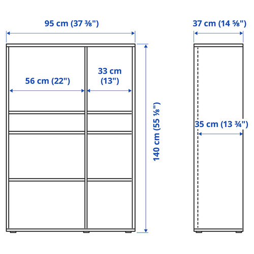 VIHALS TV/storage combination, dark grey, 275x37x140 cm