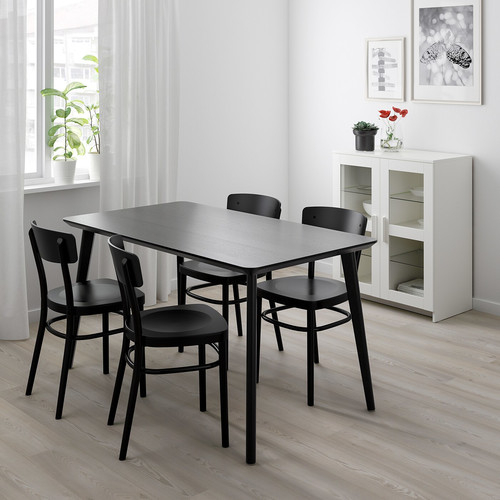 LISABO / IDOLF Table and 4 chairs, black, black, 140x78 cm