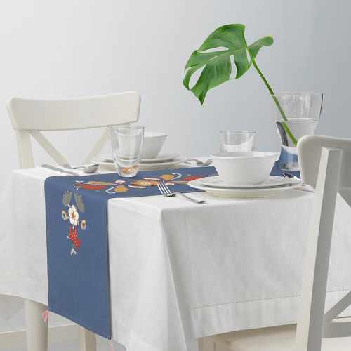 SLÄTTIKA Table-runner, blue/red, 35x130 cm