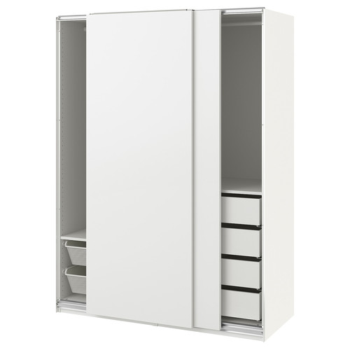 PAX / HASVIK Wardrobe combination, white/white, 150x66x201 cm