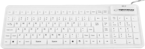 Esperanza Flexible Wired Silicone Keyboard EK126W USB/OTG, white