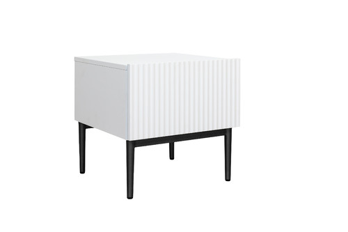 Nightstand Bedside Table Nicole Set of 2, black legs, matt white