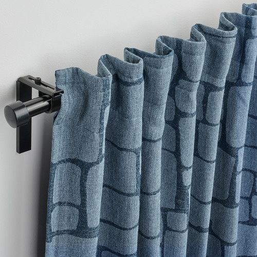 LÖNNSTÄVMAL Block-out curtains, 1 pair, blue, 145x300 cm