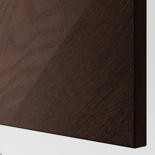BESTÅ Shelf unit with door, black-brown Hedeviken/dark brown stained oak veneer, 60x22x64 cm