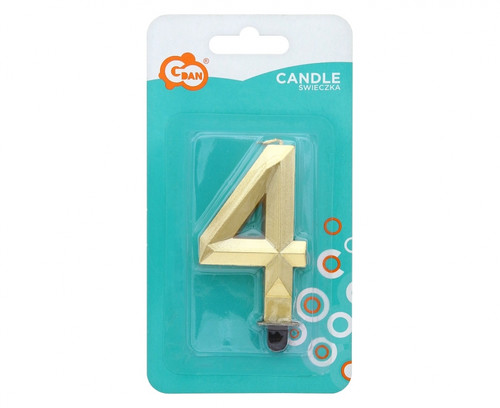 Birthday Candle 4 Diamond 7.6cm, gold