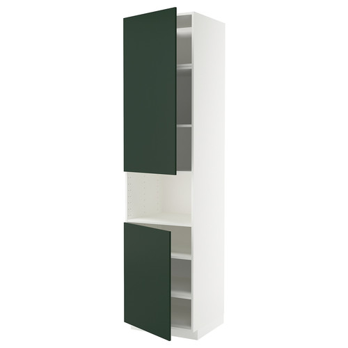 METOD High cab f micro w 2 doors/shelves, white/Havstorp deep green, 60x60x240 cm