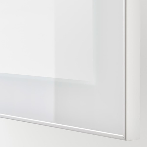 BESTÅ TV storage combination/glass doors, white/Hanviken white clear glass, 300x42x193 cm