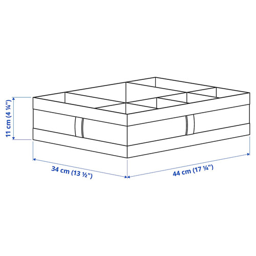 SKUBB Box with compartments, dark grey, 44x34x11 cm