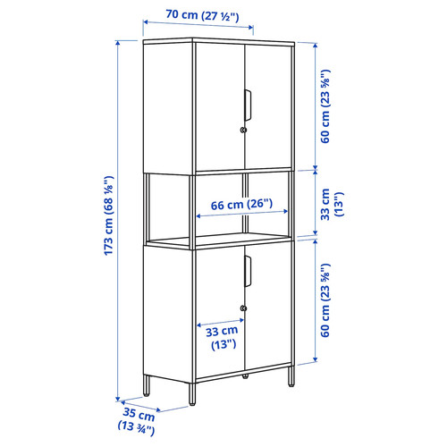 TROTTEN Cabinet with doors, anthracite, 70x173 cm