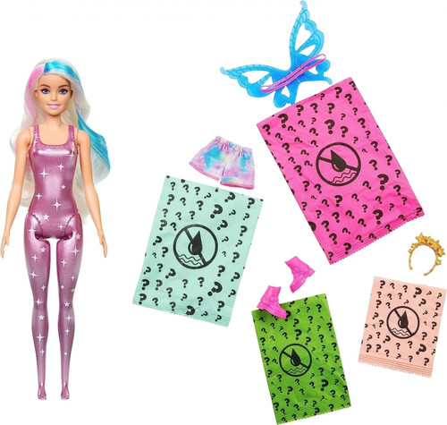 Barbie Color Reveal Doll with 6 Surprises, Rainbow Galaxy Series  HJX61 3+