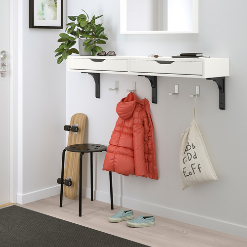 EKBY ALEX / RAMSHULT Wall shelf, white, black, 119x29 cm