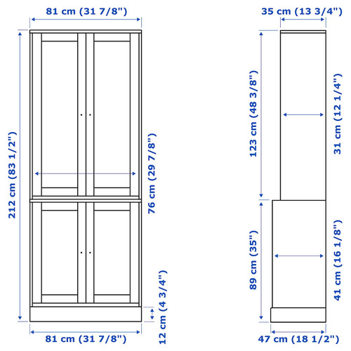 HAVSTA Storage combination with doors, white, 81x47x212 cm