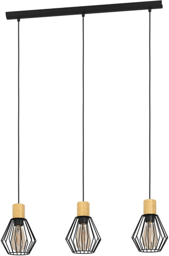 Pendant Lamp Palmorla 3 x E27, wood-black