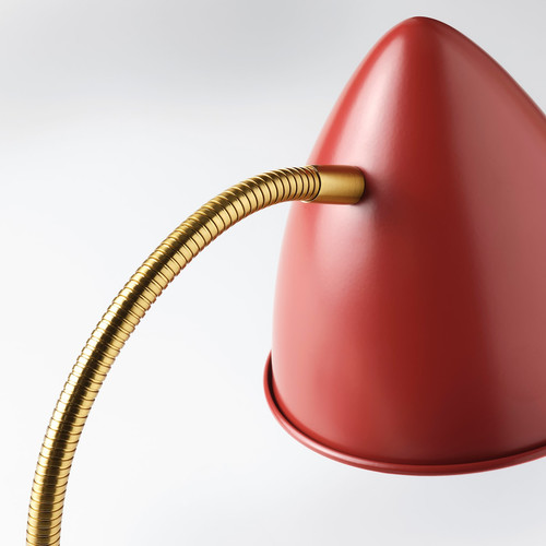 ISNÅLEN LED work lamp, red/brass-colour