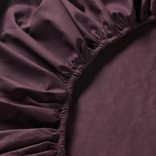 ULLVIDE Fitted sheet, deep red, 160x200 cm