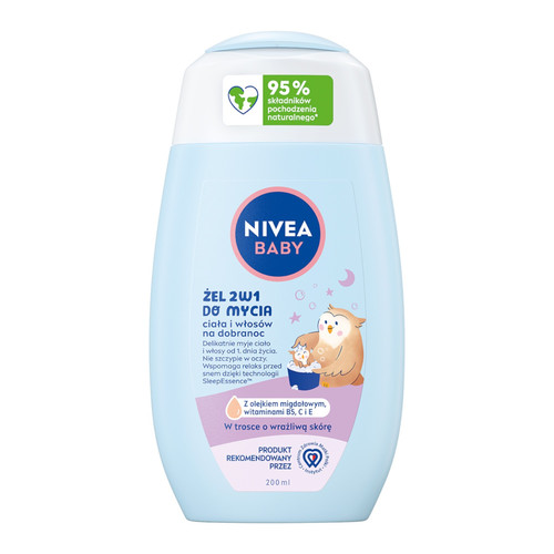 NIVEA Baby 2in1 Shower Gel And Hair Shampoo - For Goodnight 95% Natural 200ml