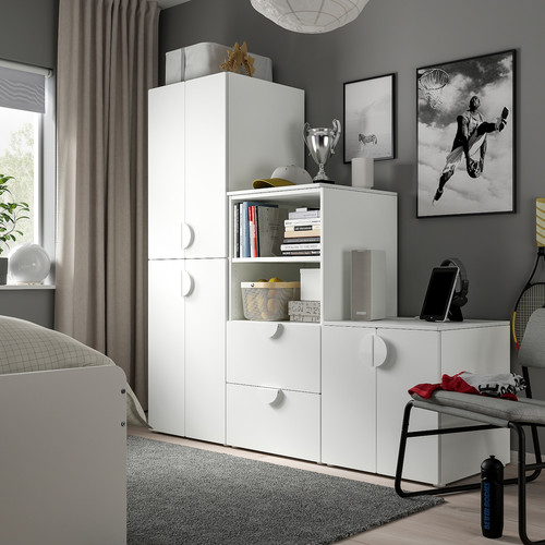 SMÅSTAD / PLATSA Storage combination, white/white, 180x57x181 cm