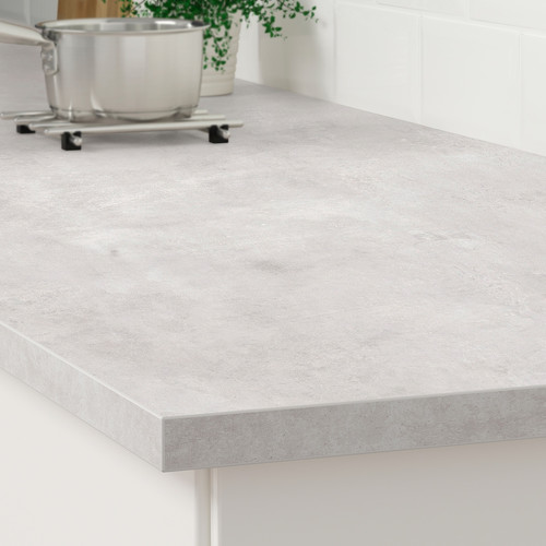 EKBACKEN Worktop, light grey concrete effect, laminate, 186x2.8 cm