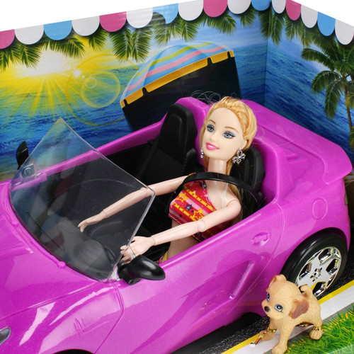Fashion Girl Travel Doll Convertible Car 3+
