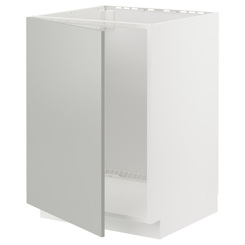 METOD Base cabinet for sink, white/Havstorp light grey, 60x60 cm