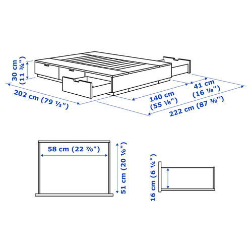 NORDLI Bed frame with storage and mattress, white/Åkrehamn firm, 160x200 cm