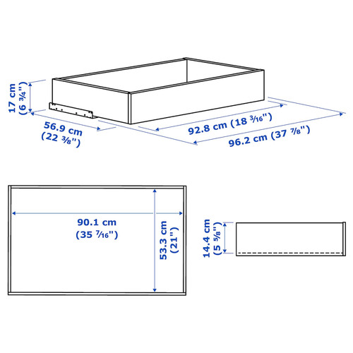 KOMPLEMENT Drawer with glass front, beige, 100x58 cm