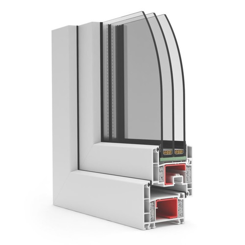 Casement/Tilt and Turn Window PVC Triple-Pane 1465 x 1435 mm, symmetrical, white