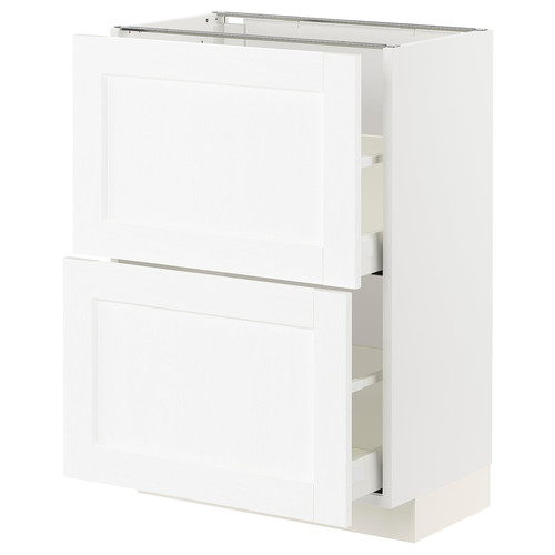 METOD / MAXIMERA Base cabinet with 2 drawers, white Enköping/white wood effect, 60x37 cm