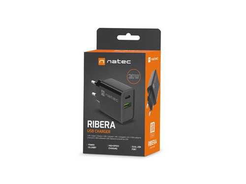 Natec USB Charger Ribera EU Plug 1x USB-A USB-C