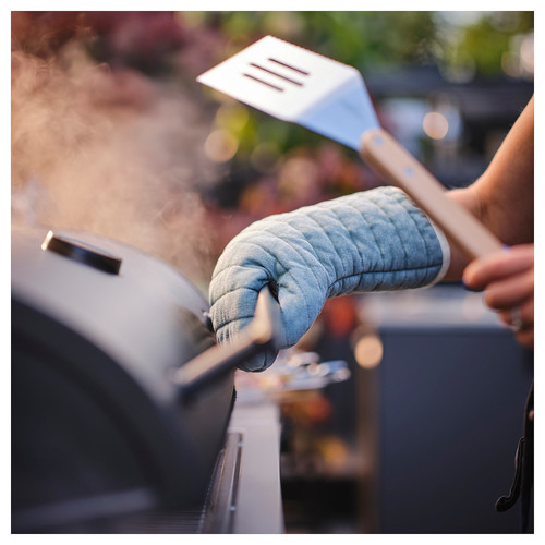 GRILLTIDER Oven glove, grey-turquoise