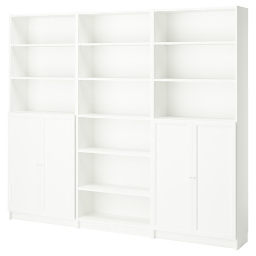 BILLY / OXBERG Bookcase combination with doors, white, 240x30x202 cm