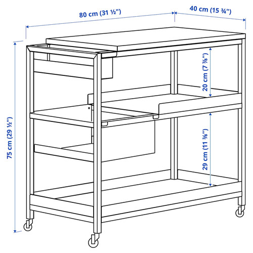 TROTTEN Trolley, white, 80x40 cm