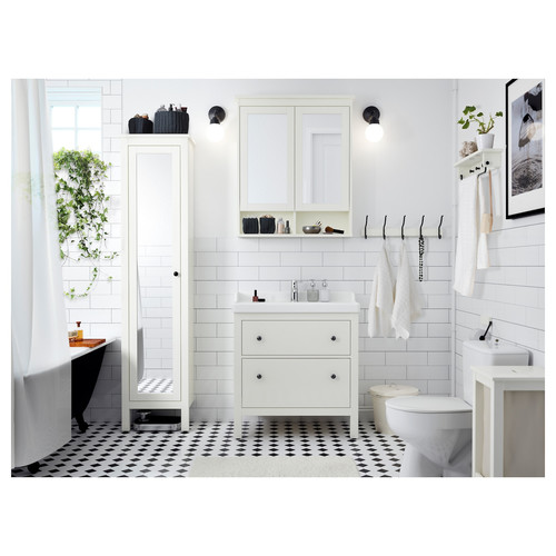 HEMNES Mirror cabinet with 2 doors, white, 83x16x98 cm