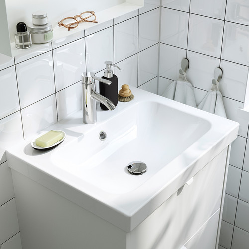 ORRSJÖN/TÄNNFORSEN Wash-stnd w drawers/wash-basin/tap, white, 62x49x69 cm