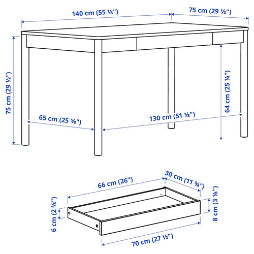 TONSTAD Desk, off-white, 140x75 cm